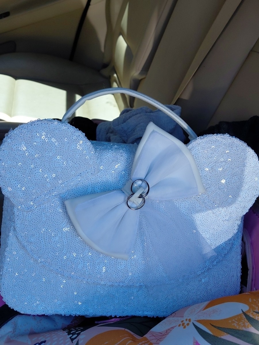 DISNEY White Sequin Loungefly Top-Handle Crossbody Bag
